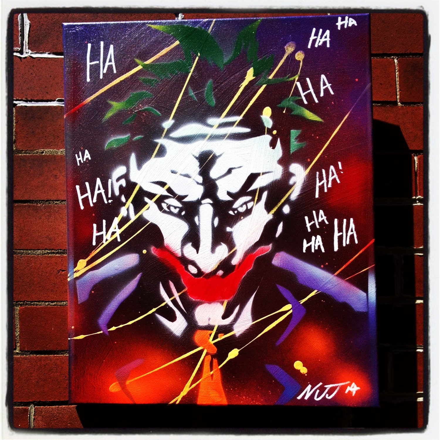 Original Joker Graffiti Artwork 16x20 HA ha Ha Ha Ha Ha HA