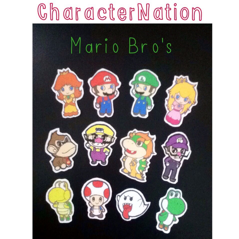 SUPER MARIO BRO'S Iron on Decals 12 Characters Diy