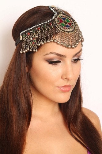 Vintage Kuchi Gypsy Tribal Bellydance Antique Tikka Headdress