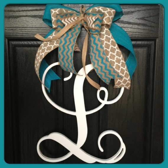 Large Monogram Door Hanger with Bow Monogrammed Door Hanger