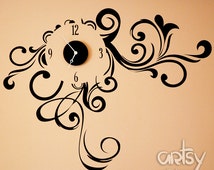 Vinyl Clock Decal Sticker - Swirly Dream - Modern Clock - ultra-quiet movement decorative