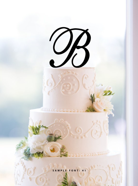 Personalized Monogram Initial Wedding Cake Toppers Letter B 