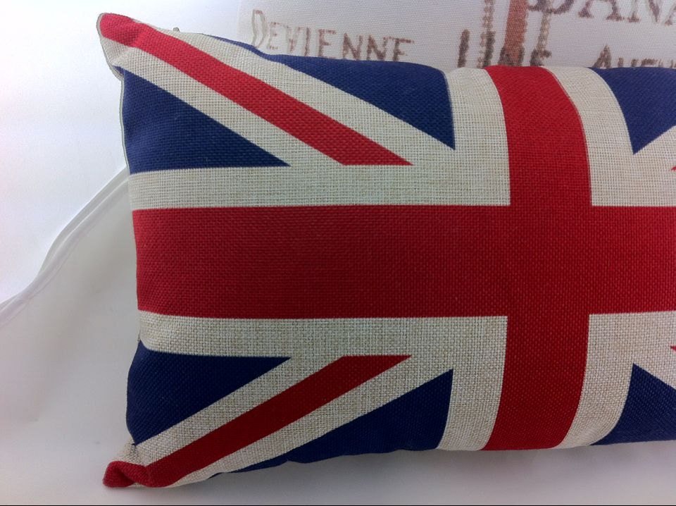 England flag burlap pillow case12x20 oblong cushion cover
