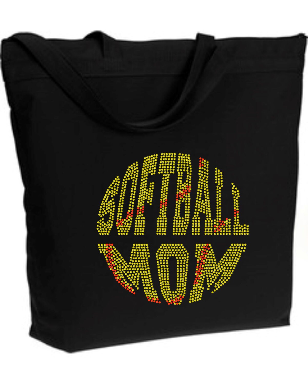Rhinestone Ball Softball Mom Zippered Tote Bag by TeamASports