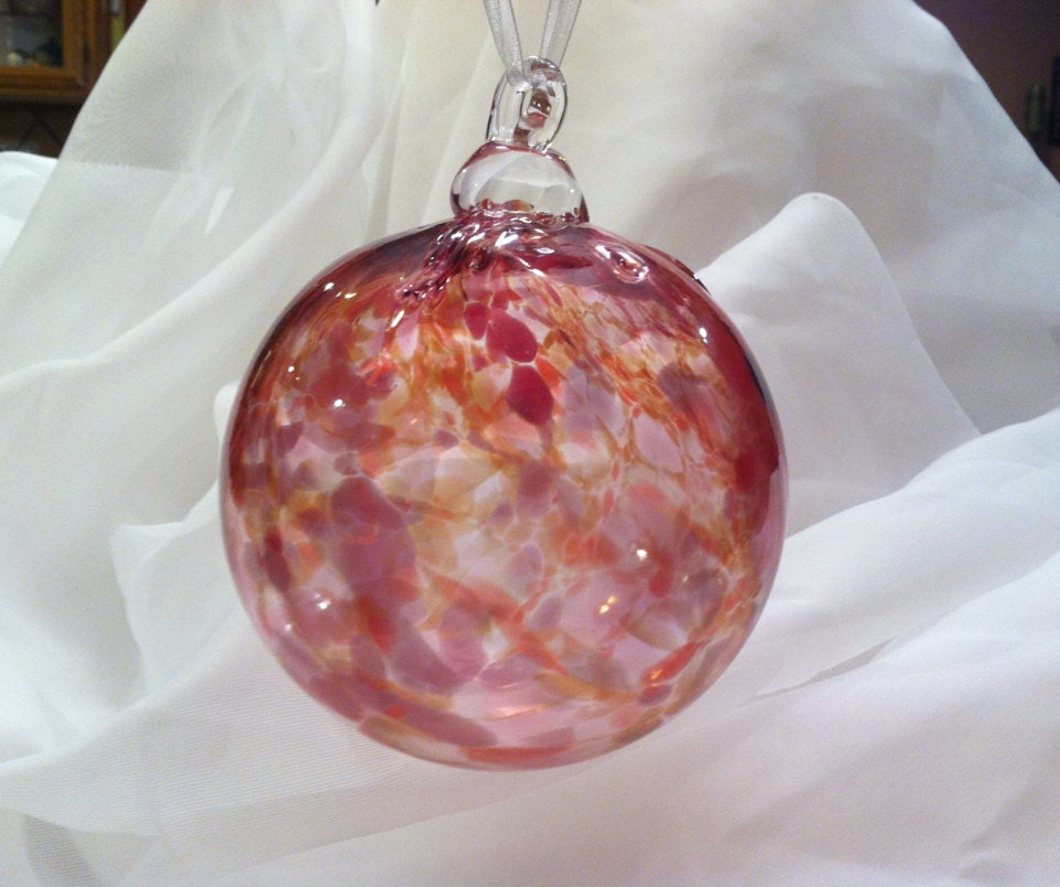 Blown glass ornament hand blown glass ball. Red by MoltenColor