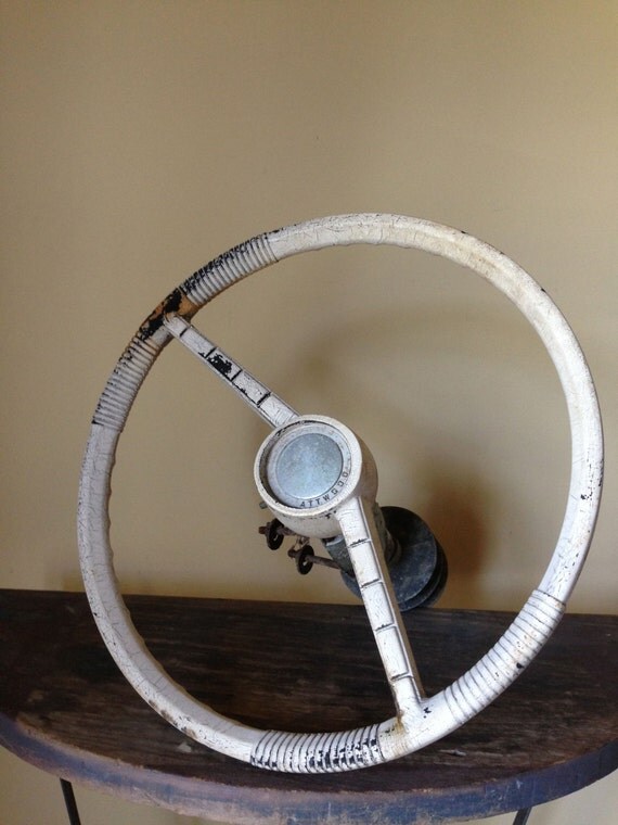 Vintage Boat Steering Wheel White 1950s Attwood by StylishPiggy
