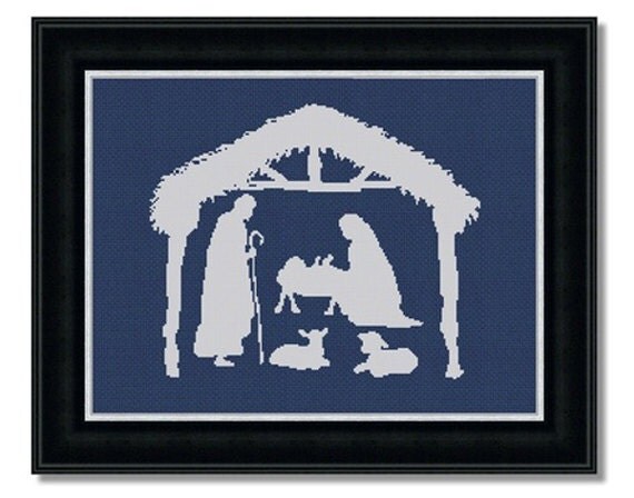 Counted Cross Stitch Pattern Nativity Baby Jesus Manger Scene