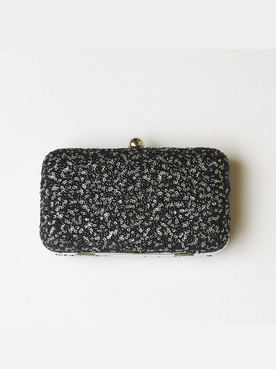Sequins BLACK BOX CLUTCH Bag black silver by iThinkFashion