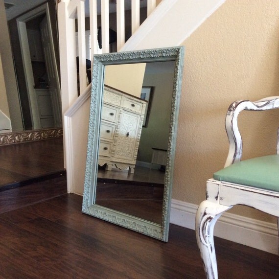 ORNATE BLUE MIRROR For Sale Vintage Mirror Wall by ShabbyShores