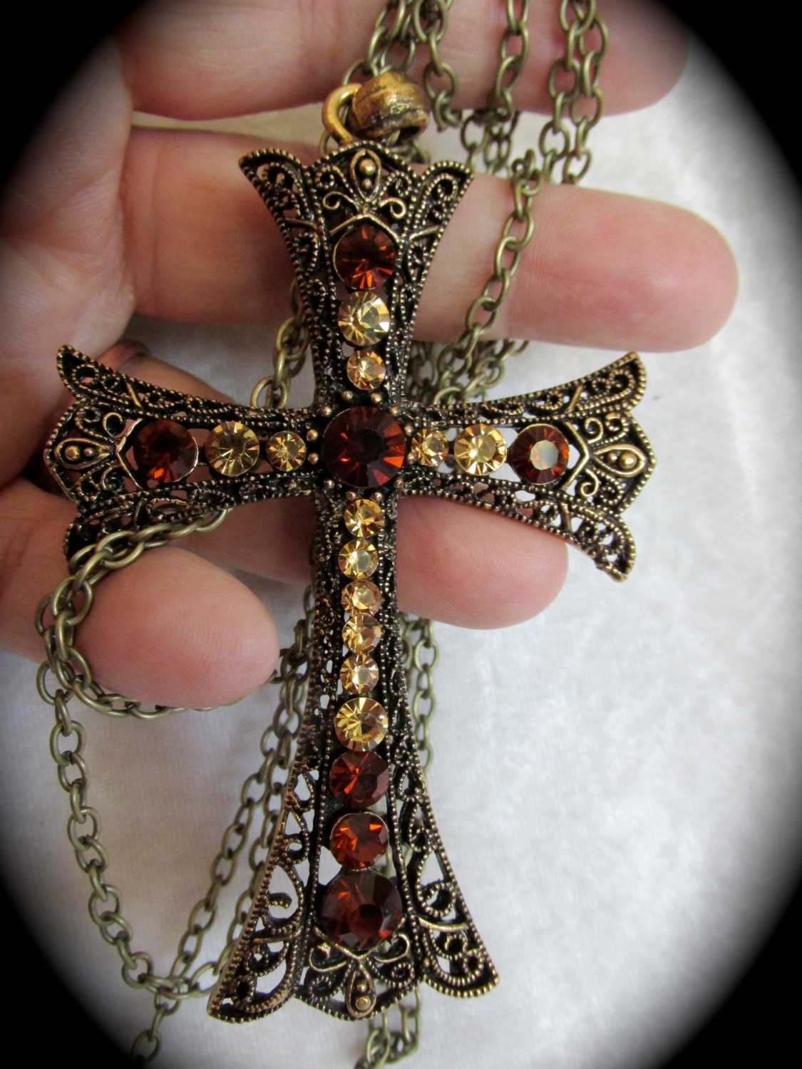Large Reign Colonial Goth style Cross w/ Australian Crystals