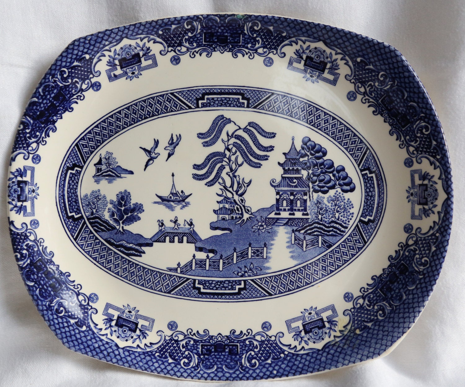 Pair of English Ironstone Tableware 'old willow'