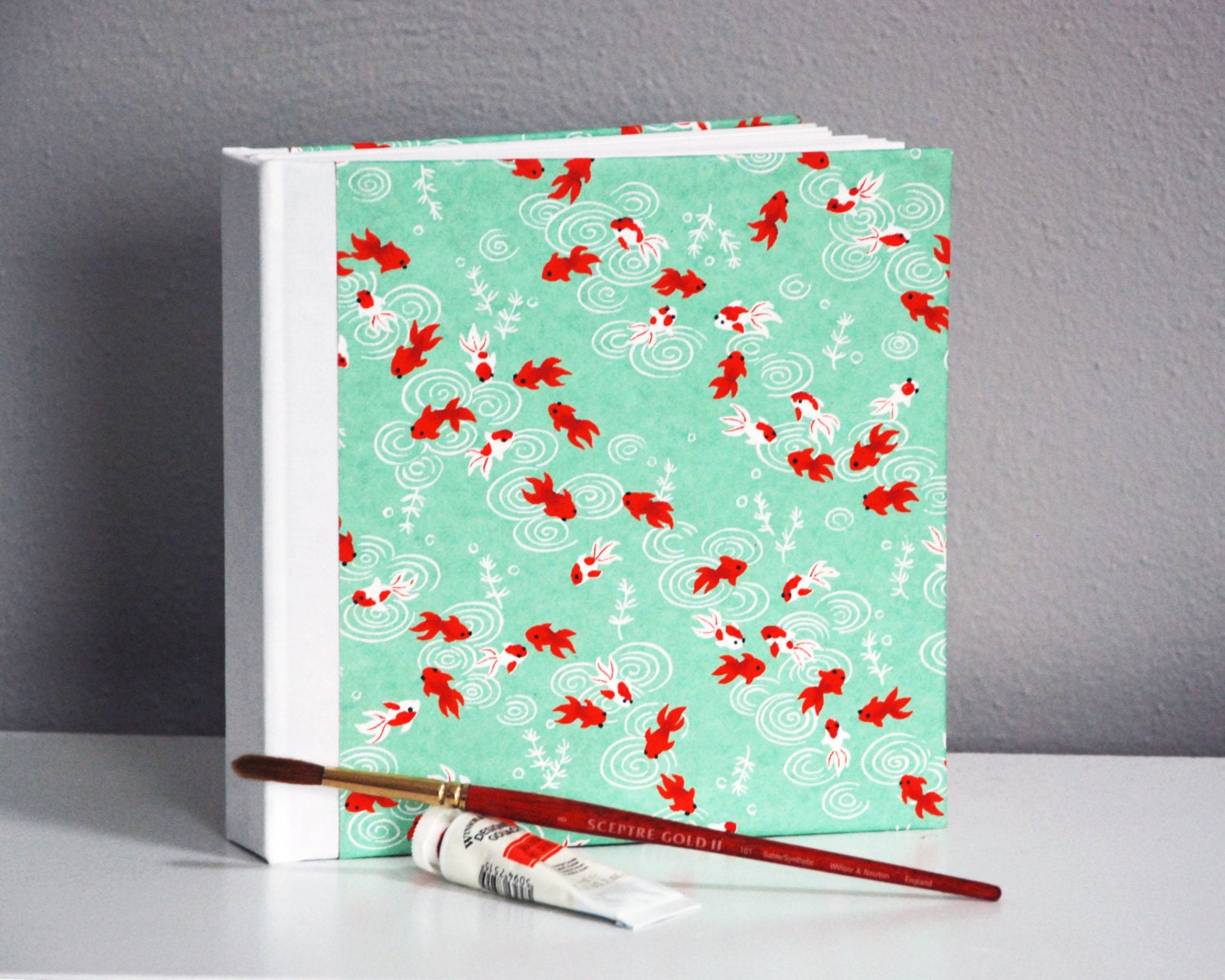 Goldfish Koi Pond Hard Cover Mixed Media Sketchbook