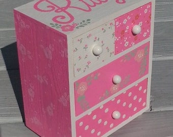 Kids Jewelry Box For Girl Toddler Box Decorative Box Pink Flowers For Children