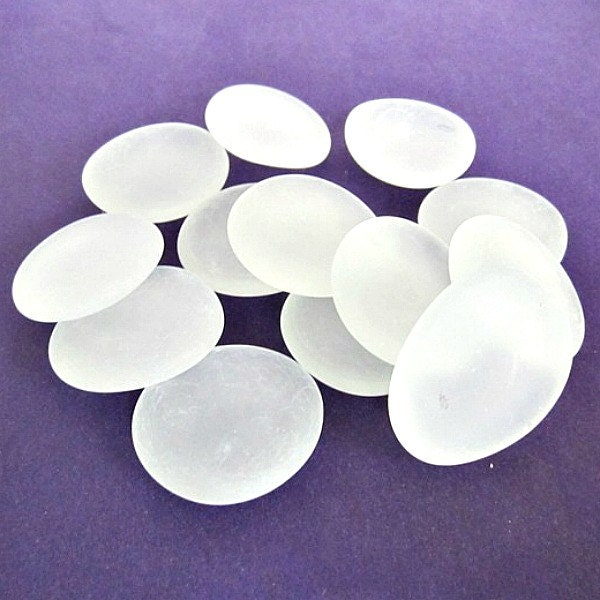 5 Large White FROSTED Glass Gems, Pebbles, Stones, Mosaics Supplies