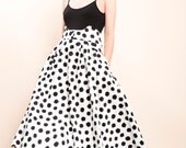 Black and white  skirt , Full skirt , Circle skirt , Pleated women long skirt , Printed skirt.