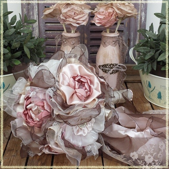shabby chic bridal bouquet handmade by boeket4love on etsy shabby chic bridal bouquet handmade by boeket4love on etsy