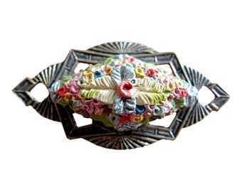 Art Deco Vintage Floral Pin - Bouquet Brooch - Floral Pin Brooch