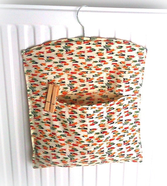 Peg Bag brightly coloured clothes peg bag with wooden hanger