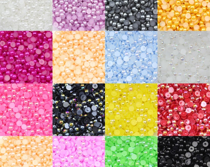 Black Half Pearl Gems Flat Back Face Art Nail Art Scrapbook Phone Decoration Cabochon 2mm 3mm 4mm 5mm 6mm 8MM