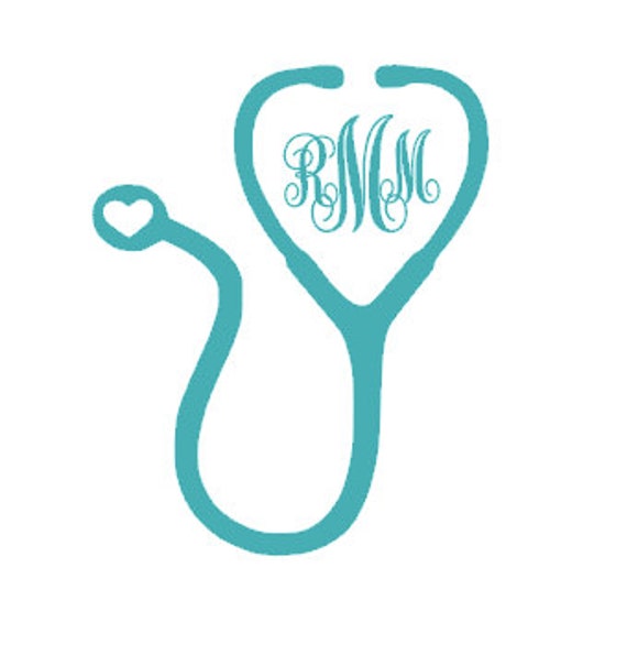 Download Items similar to Monogrammed Stethoscope Vinyl Decal on Etsy