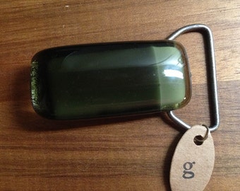 Dark Green/Olive Glass Belt Buckle