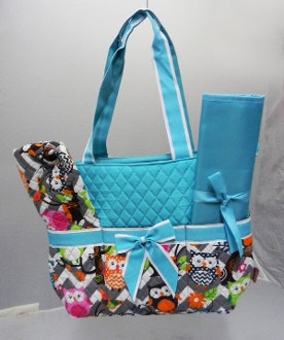 Quilted owl diaper bag by LaLaBoutiqueBling on Etsy