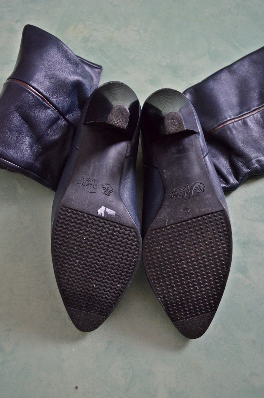 ladies boots navy blue leather