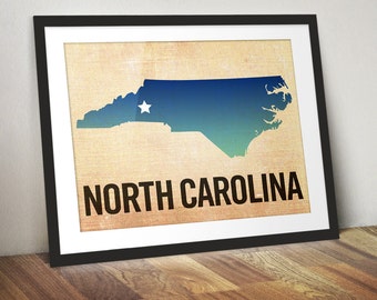 North Carolina print State symbols Illustration State art