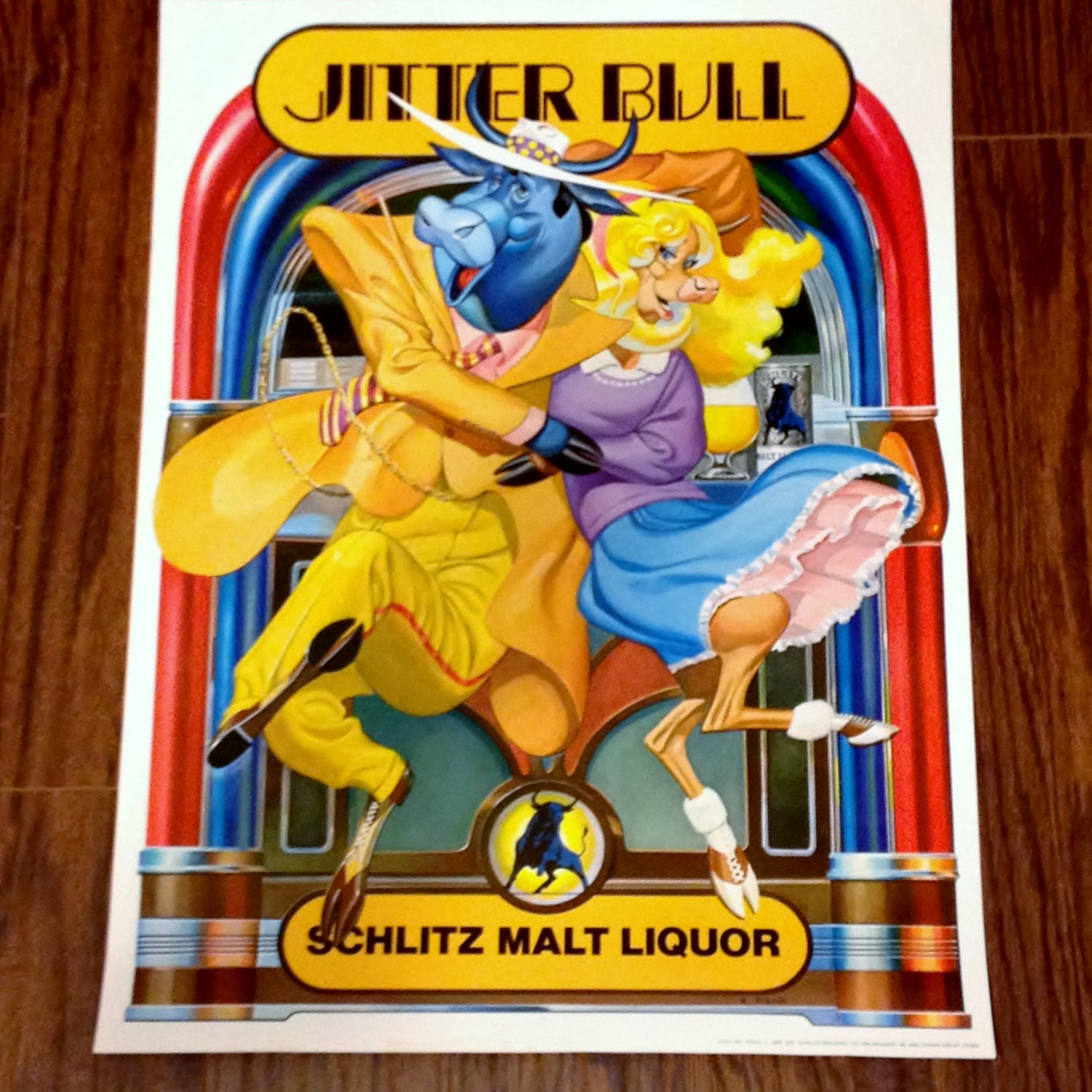 1982 Schlitz Malt Liquor Jitter Bull Poster Man