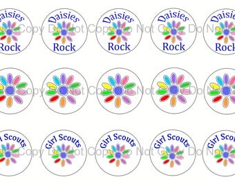 Digital Download 1" Daisy Girl Scout Bottle Cap Images