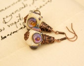 Ivory bubbles lampwork earrings, creamy earrings, ivory earrings, dangle earrings, ivory glass earrings, champagne earrings, ornate earrings