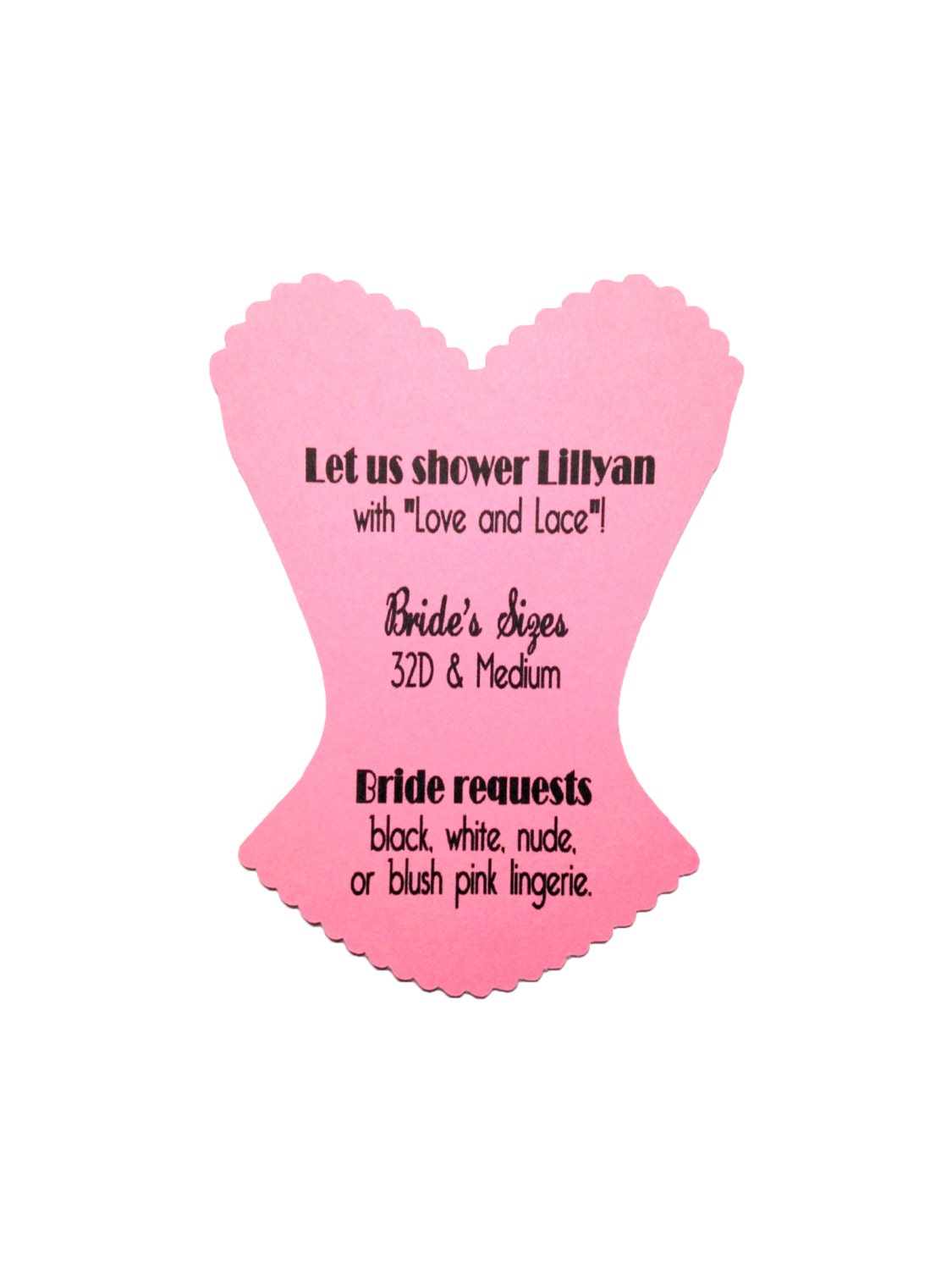 Bachelorette Party Bridal Shower invitation Lingerie Size