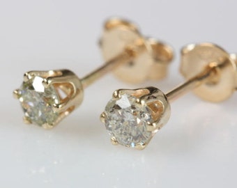 Diamond stud Earrings-14K Yellow Gold Earrings-Graduation gift for her-Baby earring-Girls earrings-Earrings for him-Birthday present