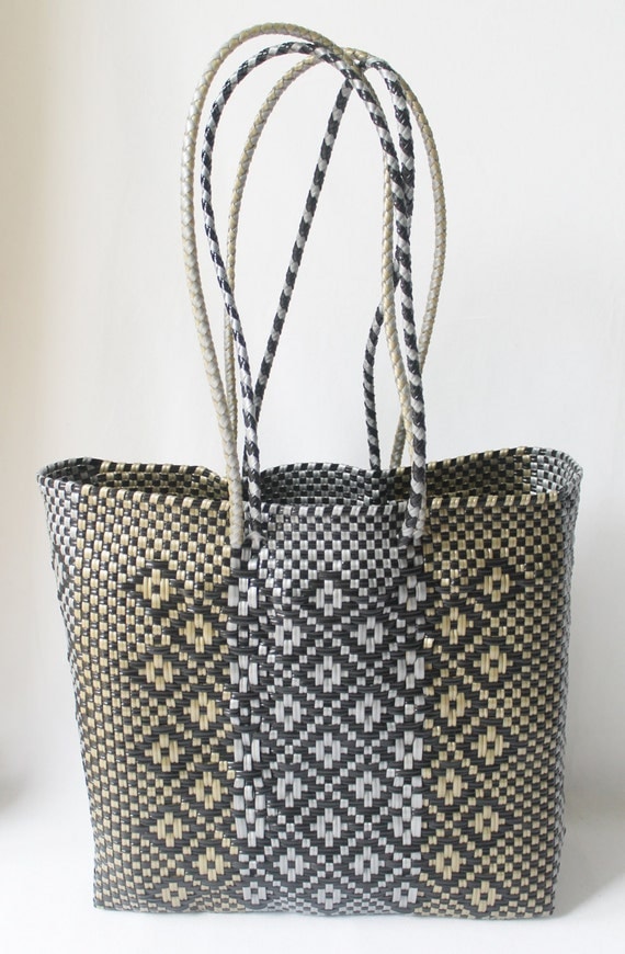 Woven Plastic Tote Bag by Artisans in Mexico