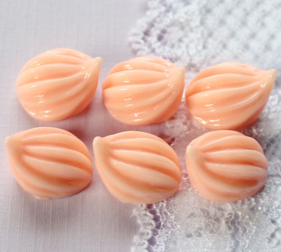 6 Pcs Peach Whipped Cream Dollop Cabochons 16x12mm