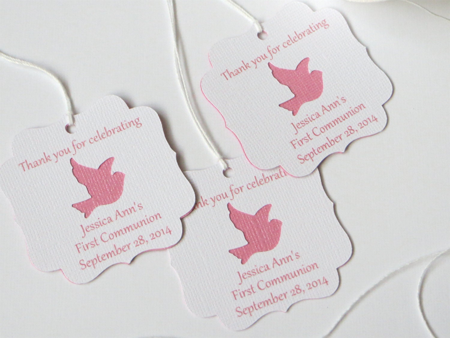 Pink Baptism favor tags Girl first communion favor tags
