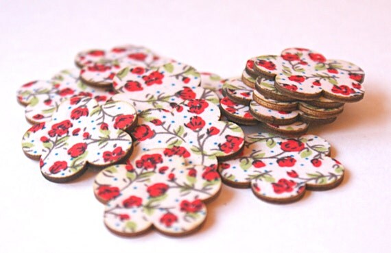 25 Wooden Flowers. Wooden roses. Flower shaped wooden. Scrapbooking.