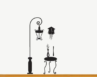 Lamp Clock Table Wall Sticker Decal Removable Vinyl Home Decor Birthday Gift Wall Paper Art Mural Room Idea 8063M