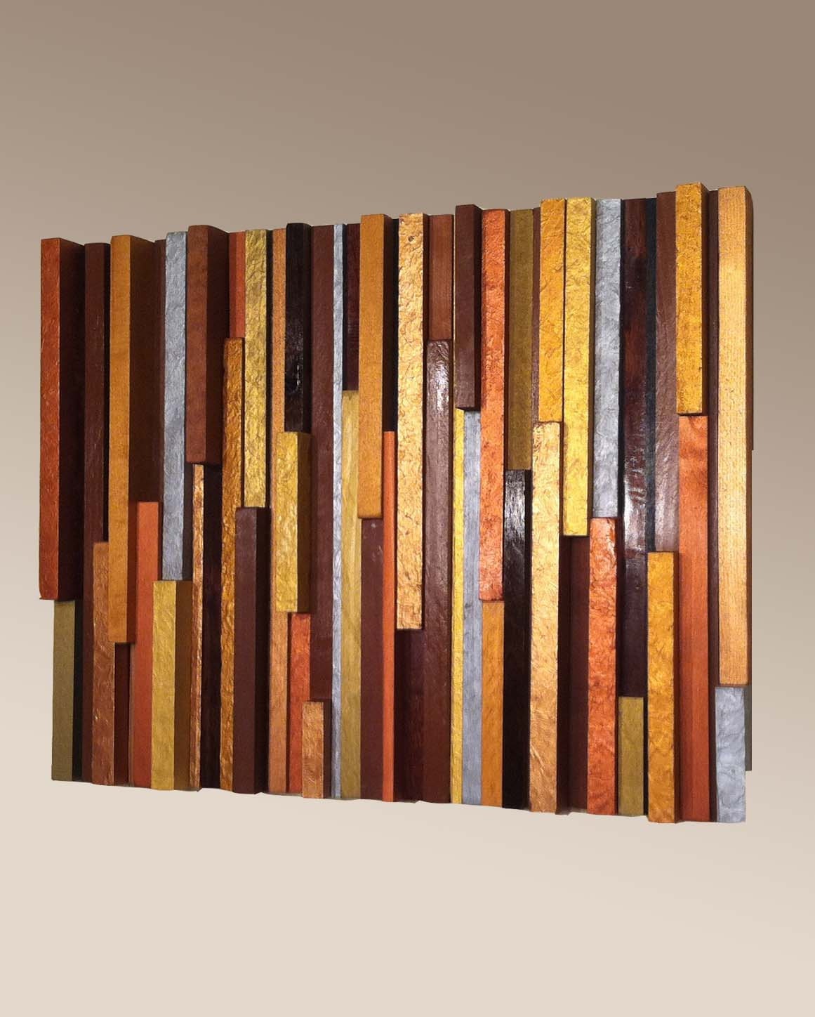 Wood Wall Art Vertical Metallic Texture Reclaimed Wood Wall