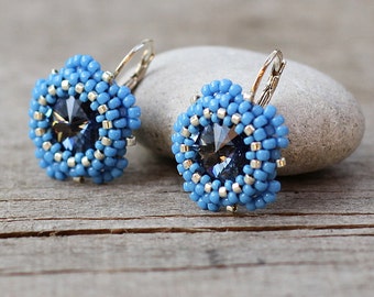 Blue crystal earrings Girly jewelry Cornflower blue earring, Narya