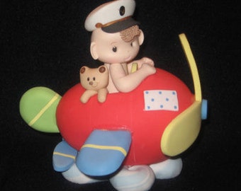 Pilot On Airplane Cake Topper, Baby Piolot Cake Topper, Air Planes Birthday, Airplane Birthday, Airplane Pilot Baby, Boy Shower Decorations