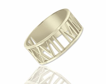 0.28 inch Roman Numeral ring, Custom Numeral Ring, anniversary date ring