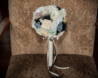 Vintage Inspired Bridal Bouquet - multi-coloured