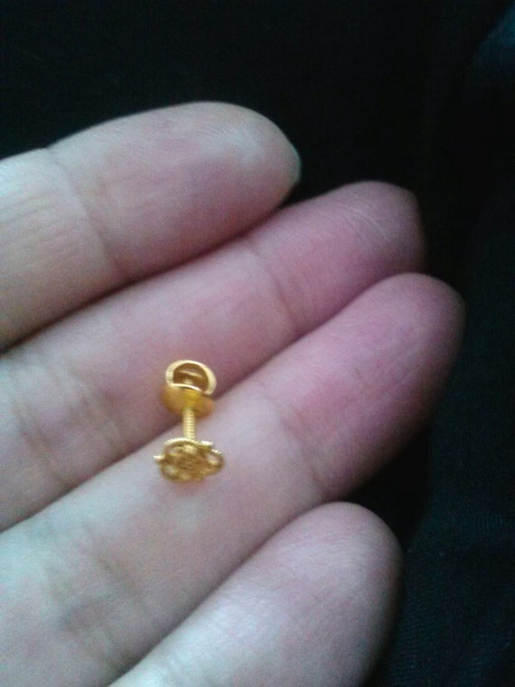 Nose Pin bright Tribal design 22k gold by alhoubTribal on Etsy