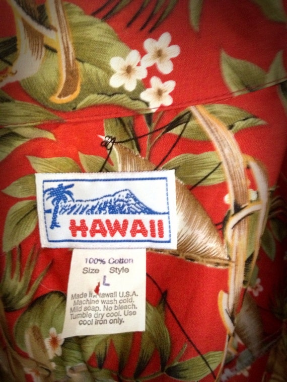 Vintage Hawaiian Shirt Outrigger Canoe Size Large/XL Brand