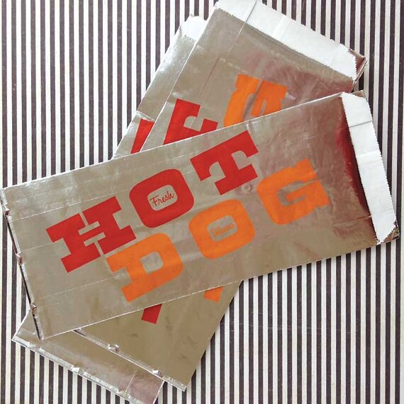 Foil Hot Dog Bags 25 Retro Insulated Bag 3.5 x 1.5 x 8.5