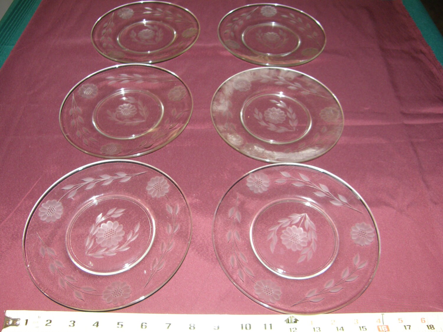 WJ HUGHES CRYSTAL Cornflower 12 Petals 6x Sherbert Plates w