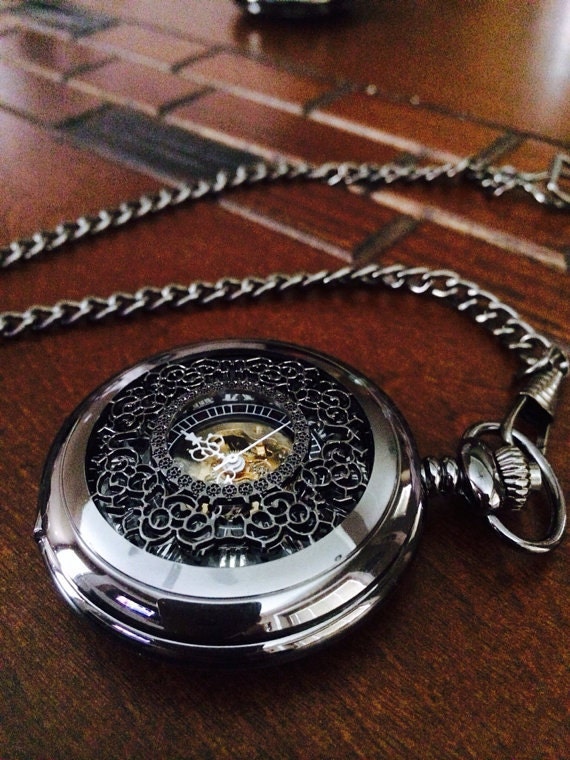 Personalized Mens Pocket Watch with Chain by PocketwatchKeepsakes