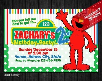 Elmo birthday Invitation - Sesame Street Invitation for Elmo Birthday, Personalized Digital file - Elmo Sesame Street Party