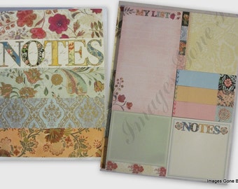 Foil Embellished 'Calico Notes' Sticky Pads Portfolio Gold Flowers ...